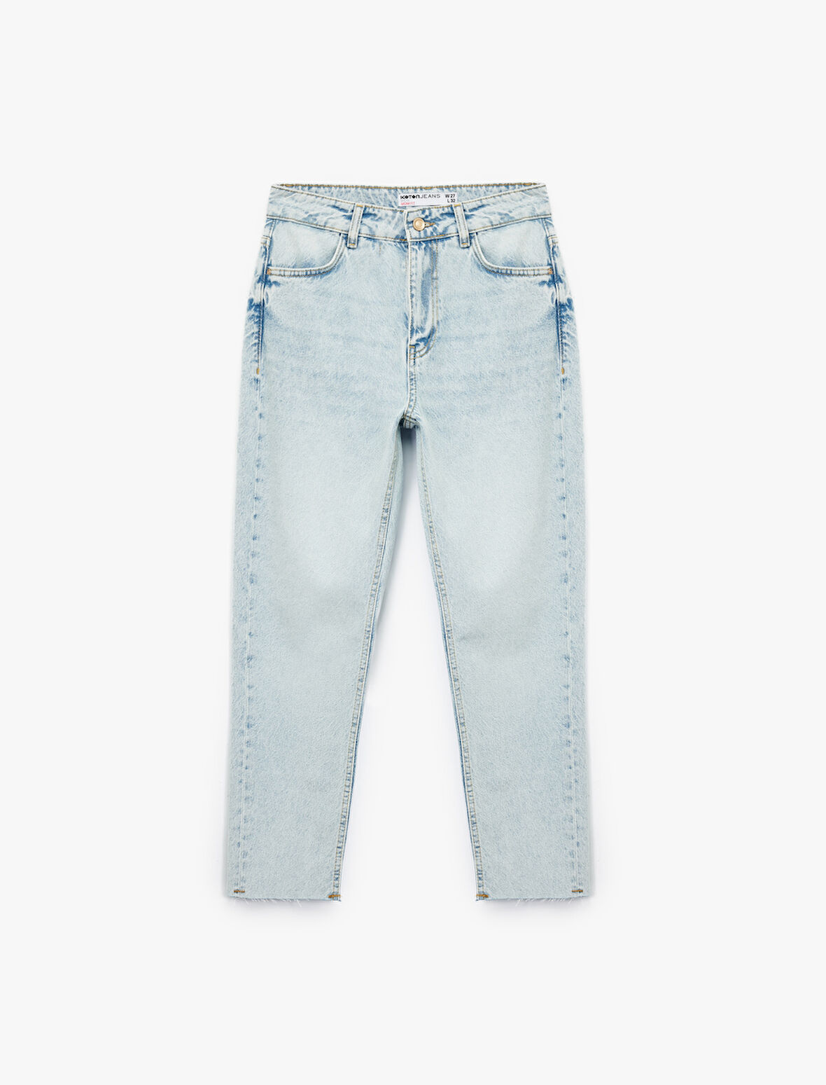 Pamuklu Slim Fit Yüksek Bel Mom Jean Pantolon - Mom Slim Jean