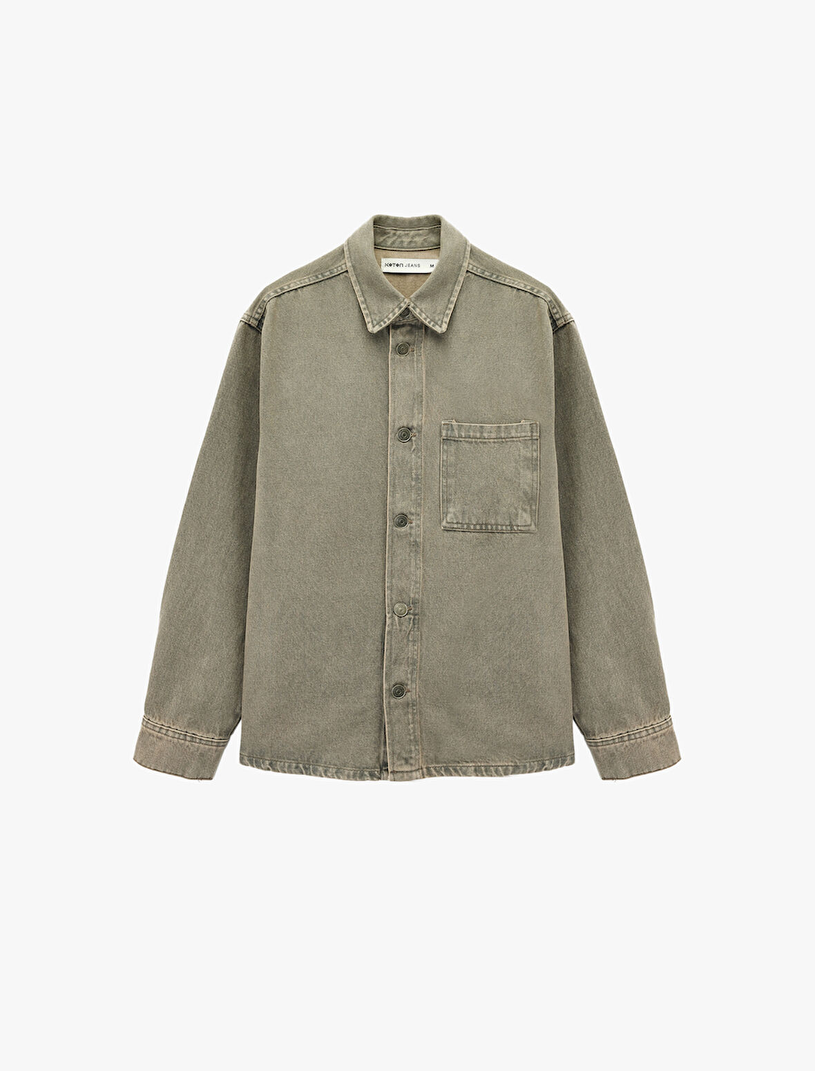 Rahat Kalıp Uzun Kollu Cep Detaylı Düğmeli Klasik Yaka Pamuklu Jean Ceket