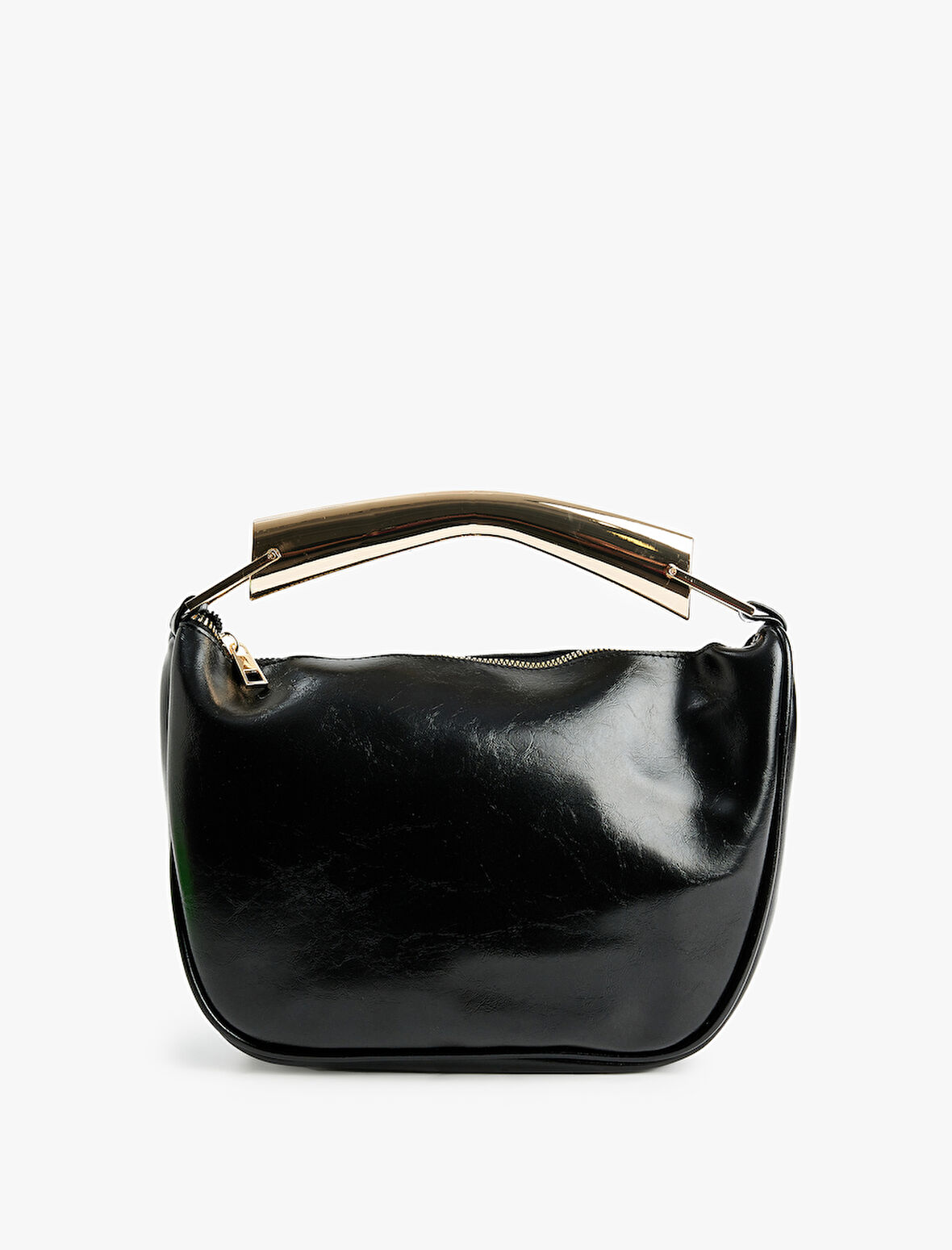 Metal Aksesuarlı Fermuarlı Suni Deri El Çantası