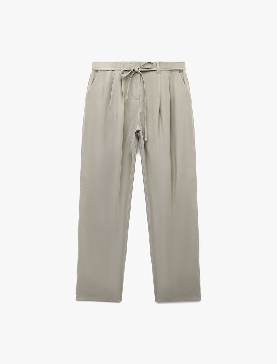 Viskon Kumaş Regular Fit Cepli Pile Detaylı Kemerli Culotte Kumaş Pantolon