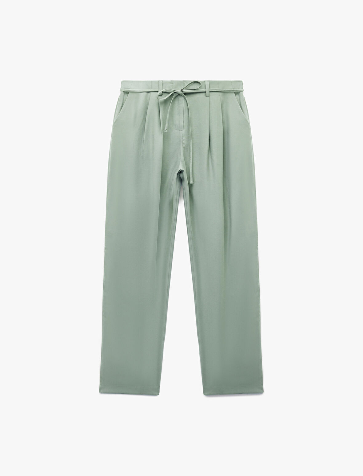 Viskon Kumaş Regular Fit Cepli Pile Detaylı Kemerli Culotte Kumaş Pantolon
