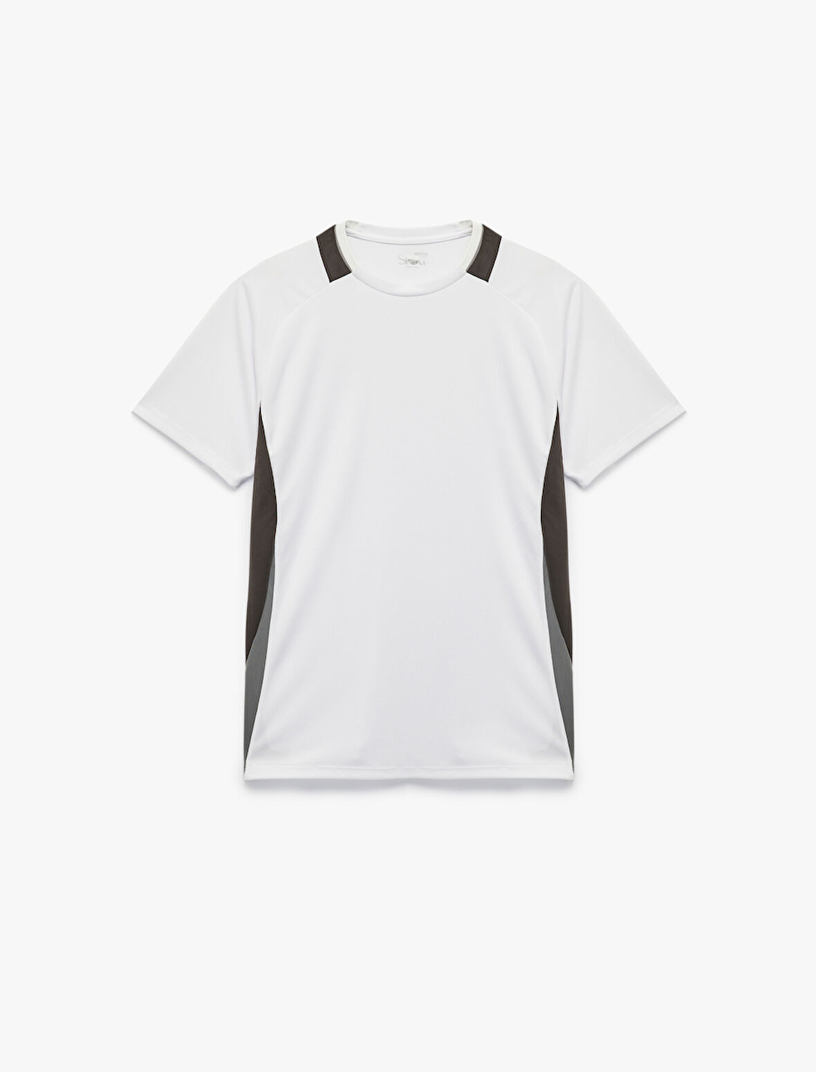 Kısa Reglan Kollu Renk Kontrastlı Bisiklet Yaka Spor Tişört