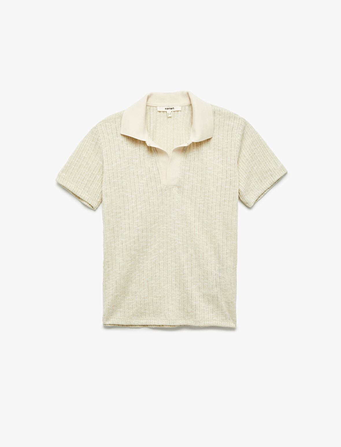 Metalik İplik Detaylı Parıltılı Kısa Kollu Polo Yaka Tişört