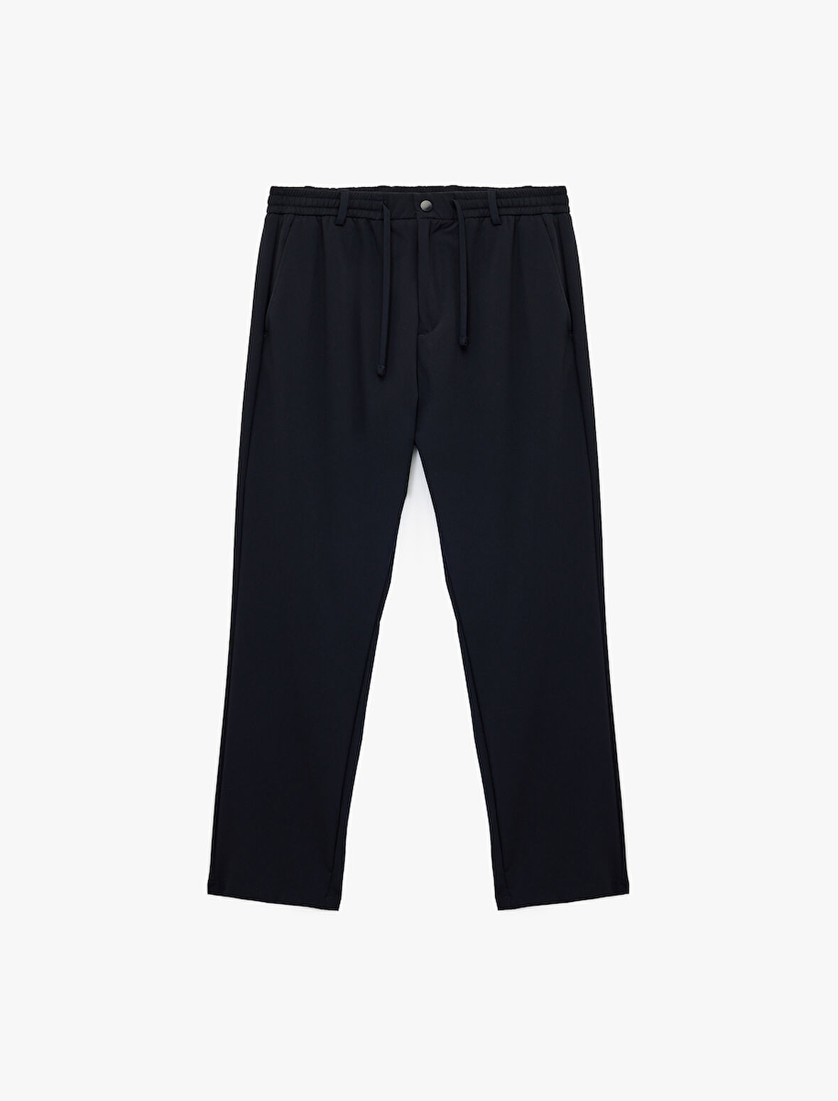 Beli Bağcıklı Düğmeli Duble Paça Esnek Slim Fit Pantolon