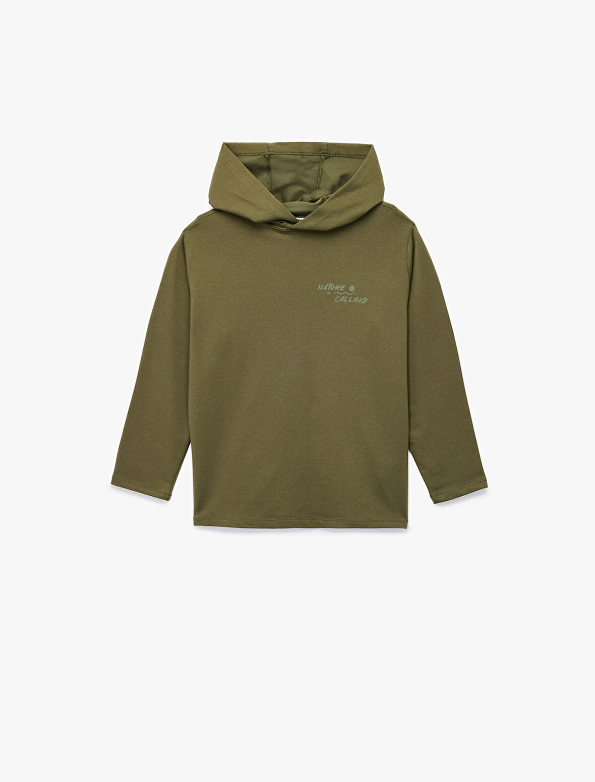 Pamuklu Uzun Kollu Kapşonlu Baskılı Sweatshirt