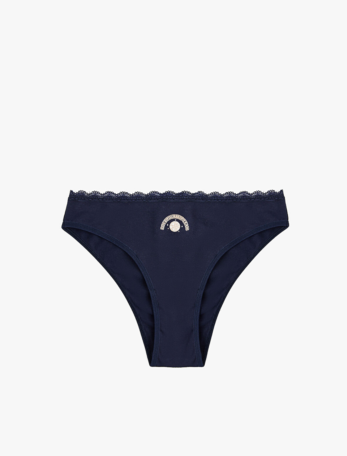 Rahat Kalıp Pamuklu Baskılı Dantel Detaylı String Külot