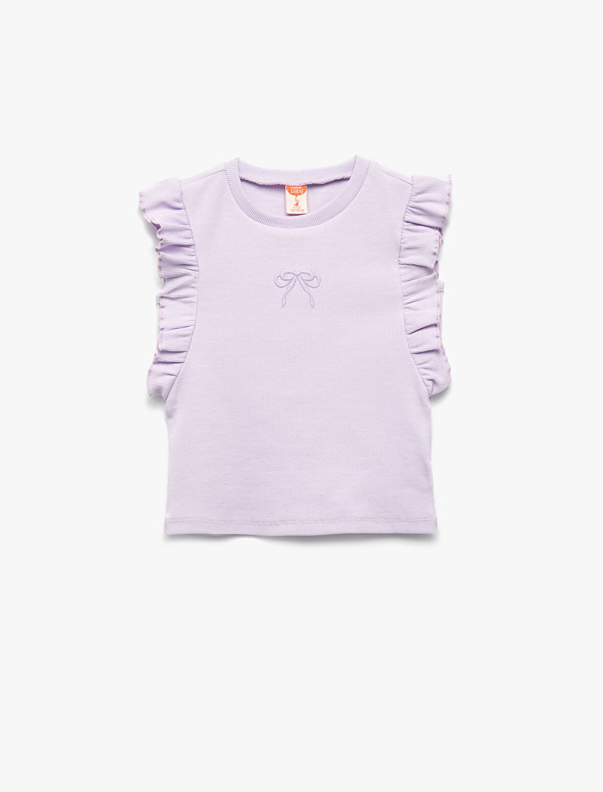 Fırfırlı Fiyonk Detaylı Bisiklet Yaka Kolsuz Pamuklu Ribanalı Atlet