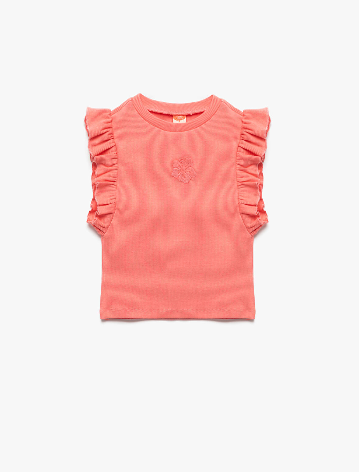 Çiçek İşlemeli Fırfırlı Kolsuz Bisiklet Yaka Kaşkorse Atlet