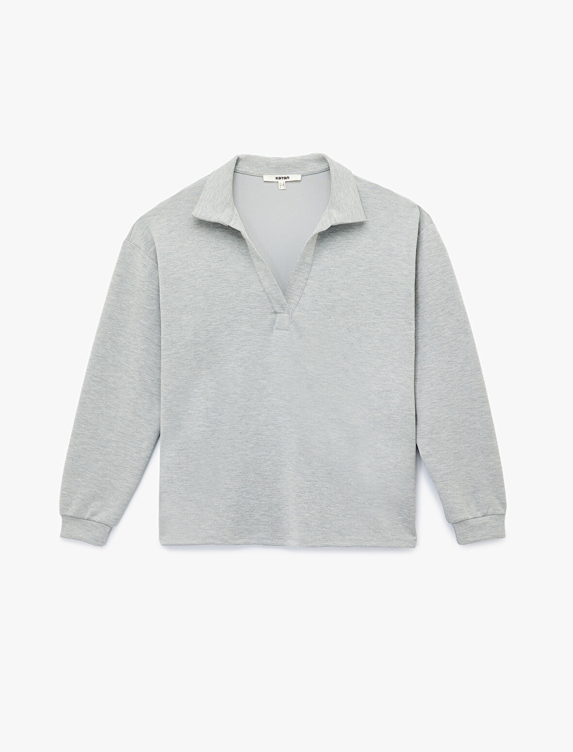 Rahat Kalıp Modal Kumaş Uzun Kollu Polo Yaka Sweatshirt