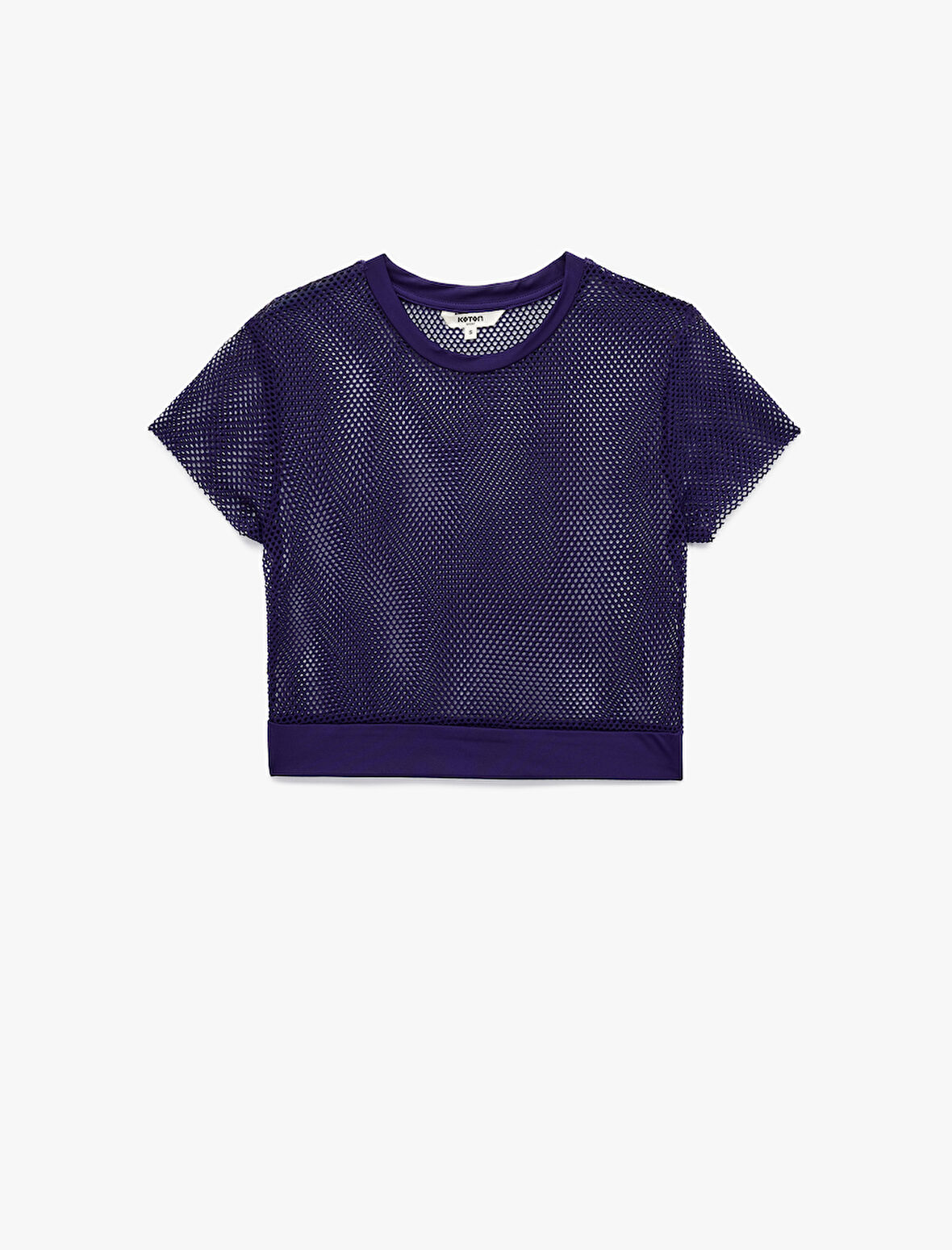 Kısa Kollu Bisiklet Yaka Spor Crop File Tişört