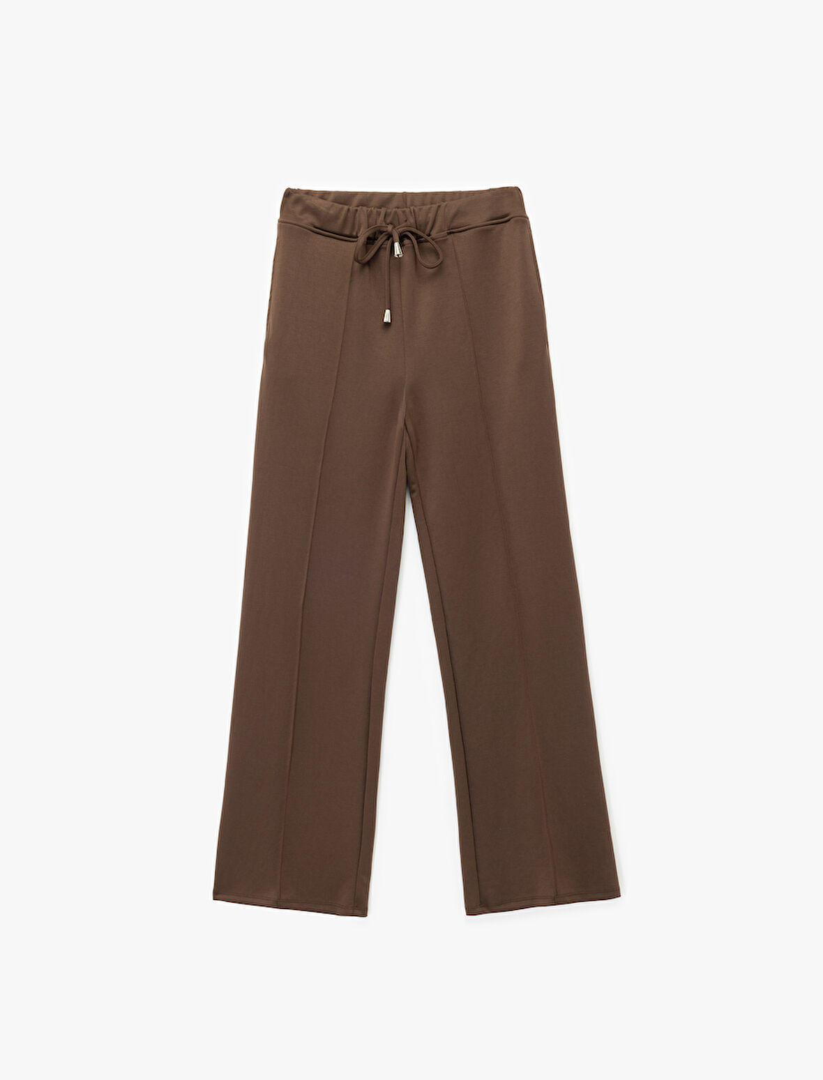 Beli Bağcıklı Cepli Nervür Detaylı Modal Kumaş Düz Bol Paça Eşofman Altı