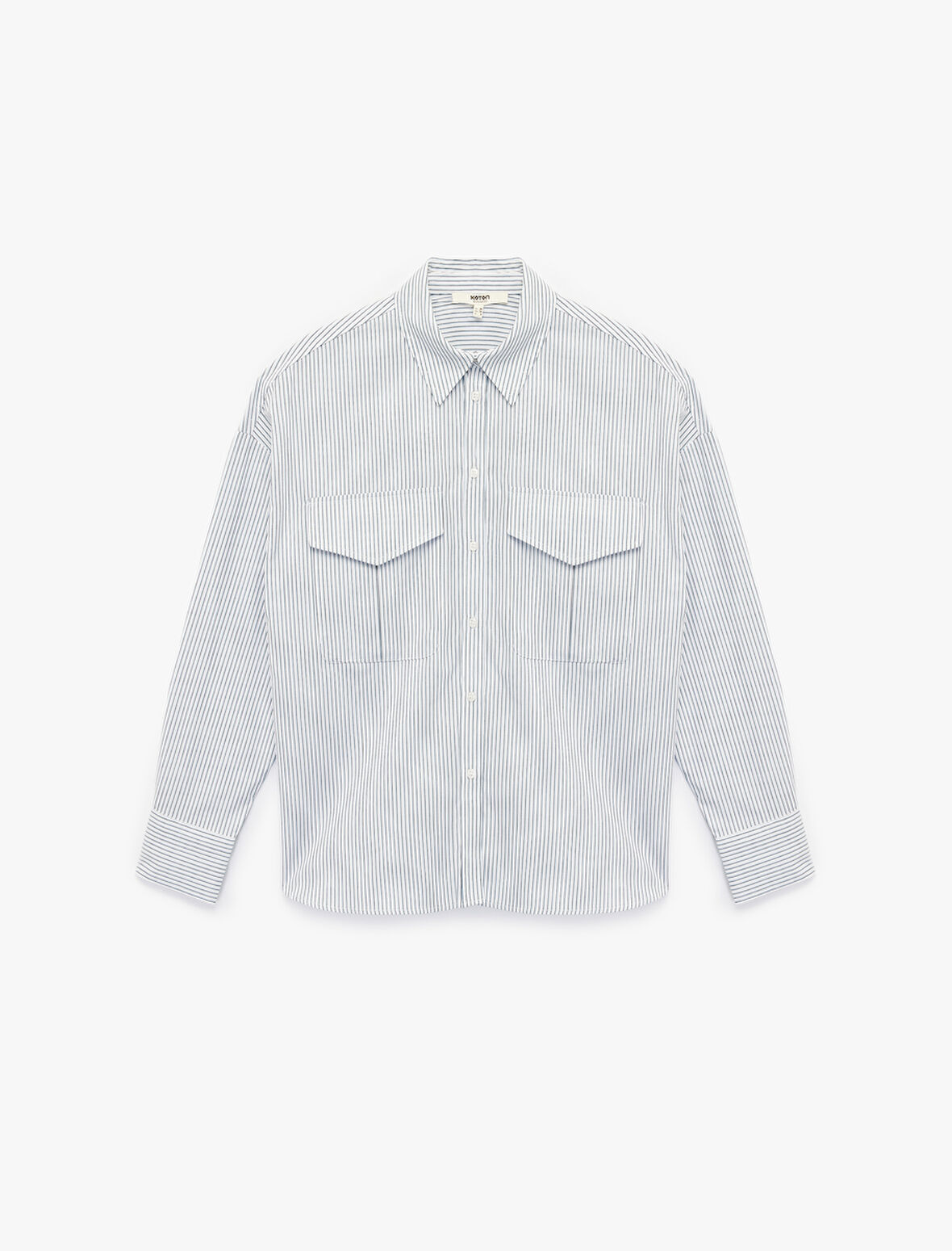 Regular Fit Pamuklu Uzun Kollu Klasik Yaka Kapaklı Çift Cep Detaylı Gömlek