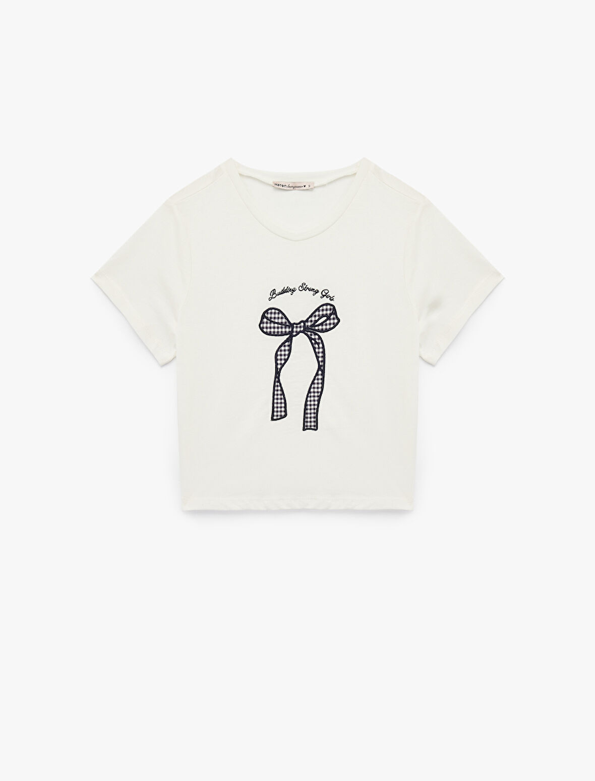 Pamuklu Kısa Kollu Bisiklet Yaka Fiyonk İşleme Detaylı Pijama Üstü