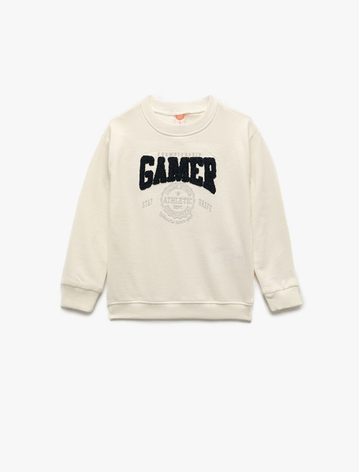 Nakışlı Uzun Kollu Bisiklet Yaka Pamuklu Sweatshirt