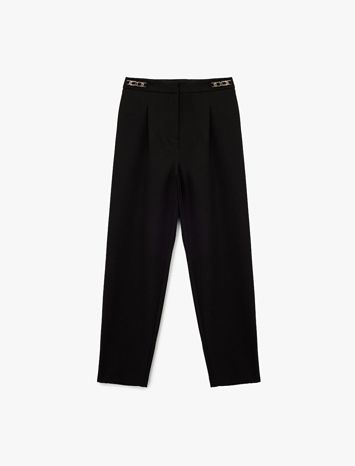 Aksesuar Detaylı Havuç Kesim Kumaş Pantolon