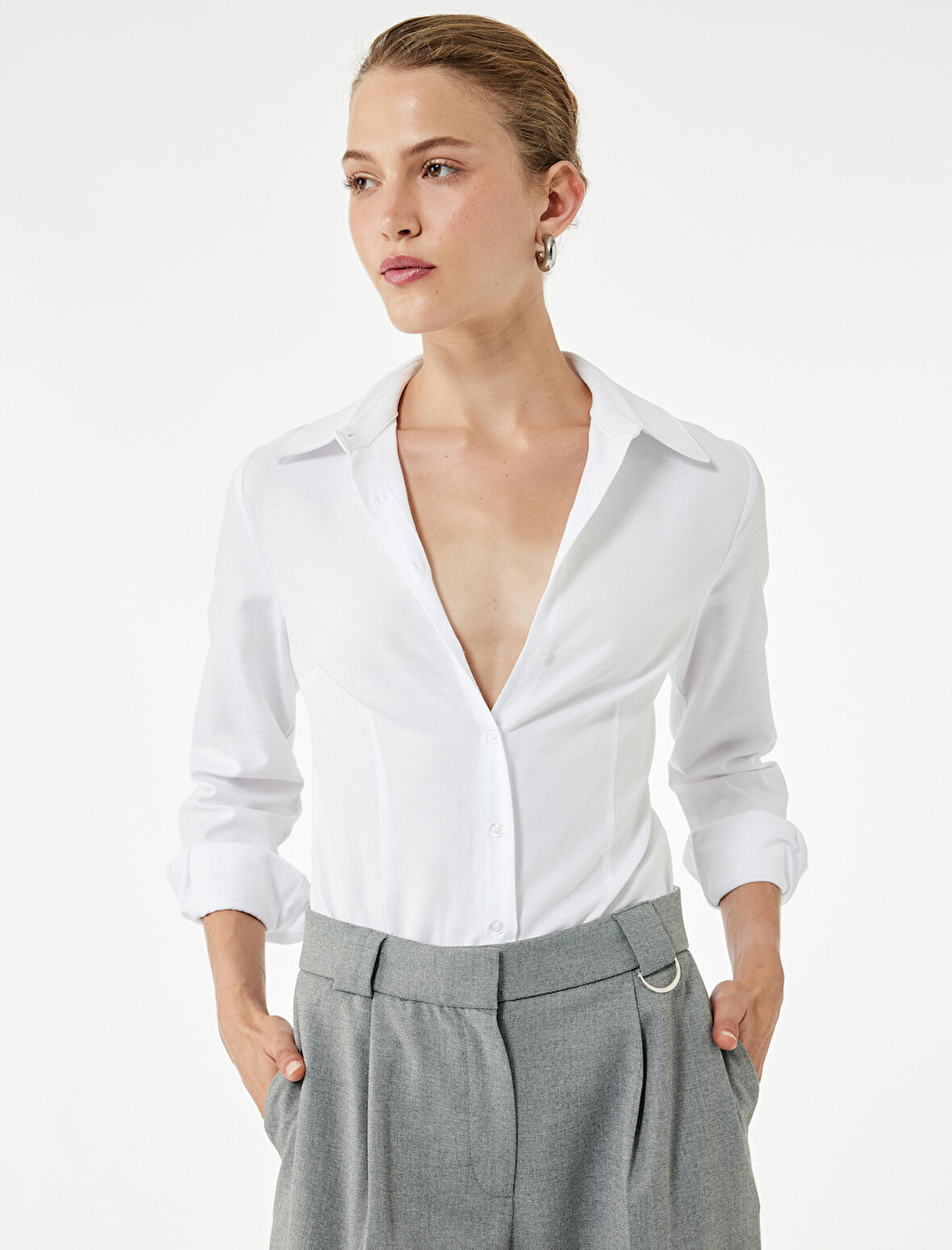 Slim Fit Uzun Kollu Klasik Yaka Poplin Gömlek