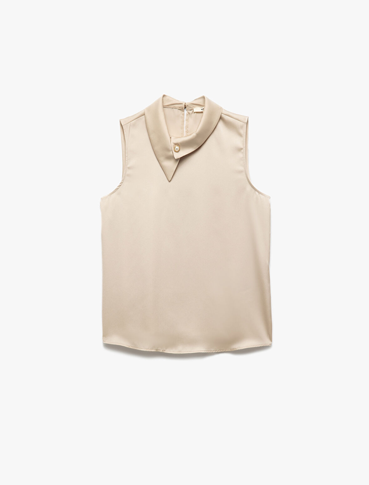 Asimetrik Yaka Kolsuz Saten Bluz