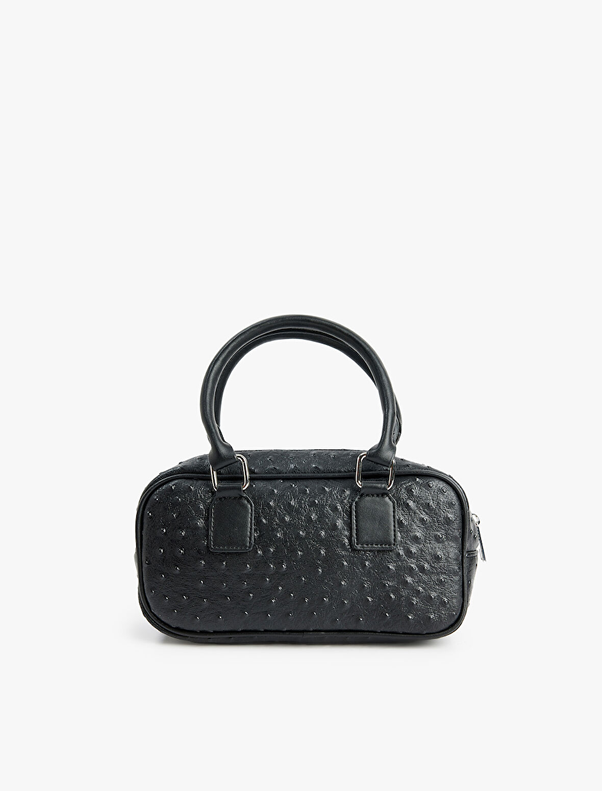 Suni Deri Fermuarlı Saplı Askılı Dokulu Çapraz Çanta