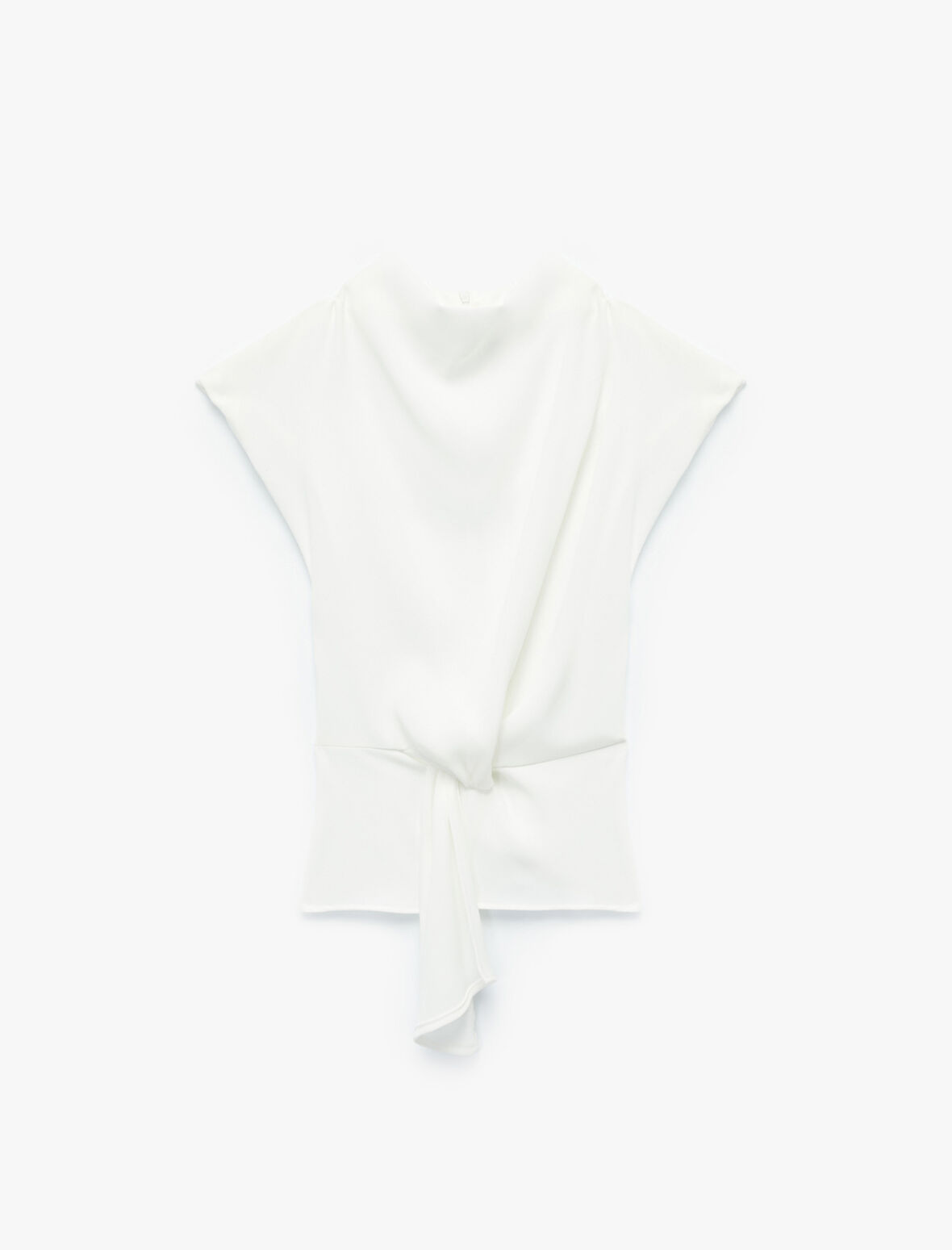 Kap Kol Düğüm Detaylı Dik Yaka Bluz