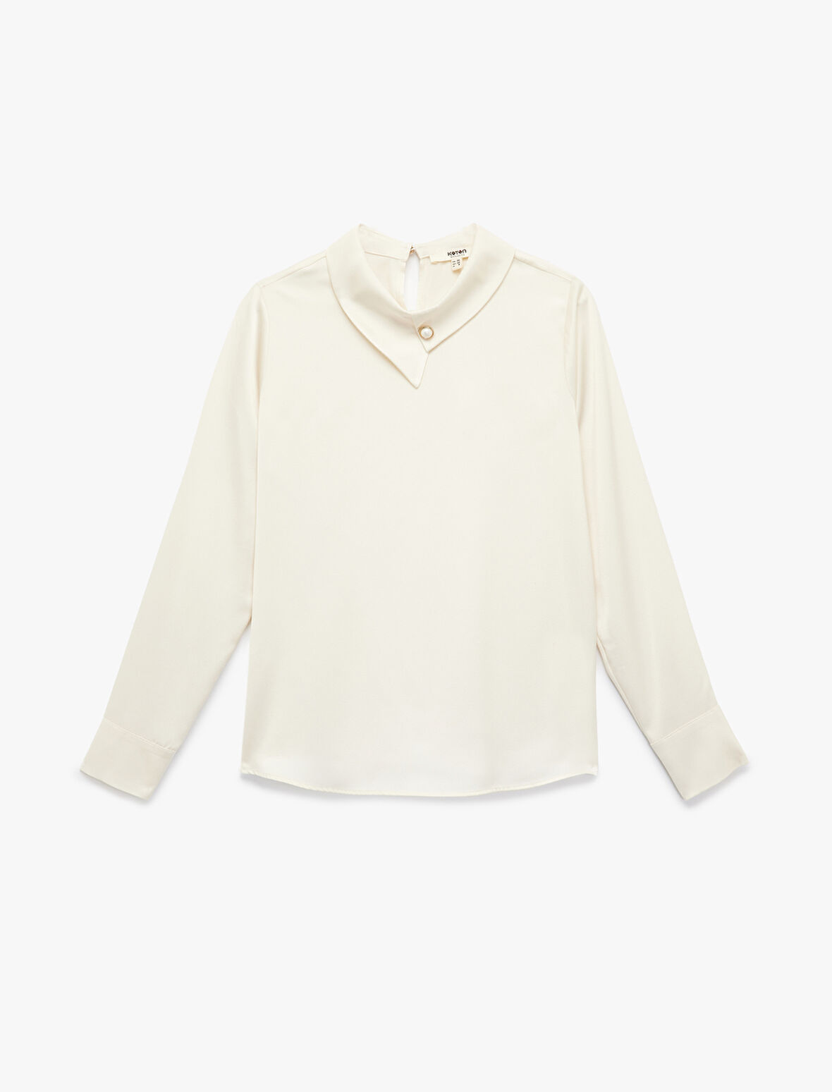 Asimetrik Yaka Uzun Kollu Saten Bluz