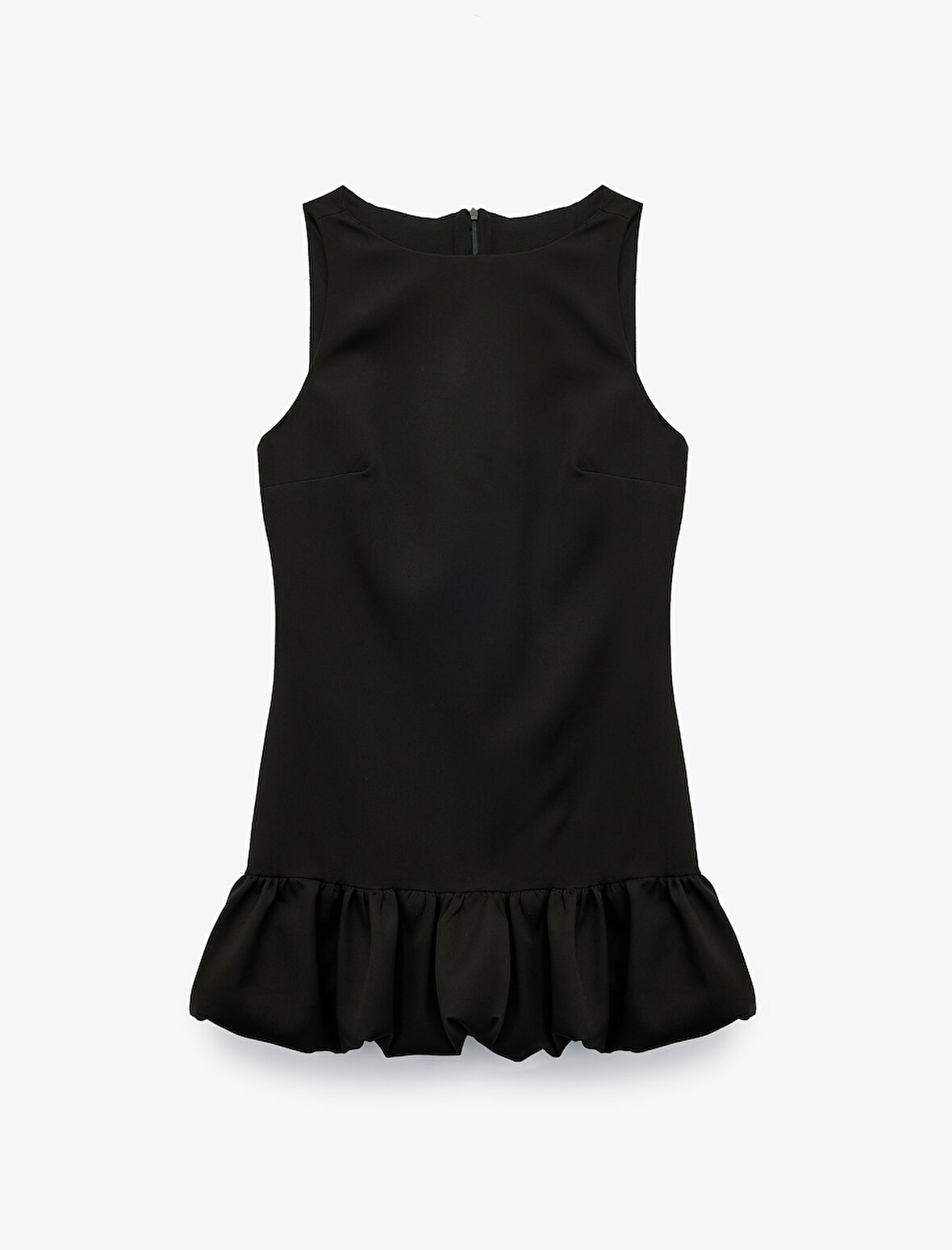 Kolsuz Bisiklet Yaka Balon Kesim Mini Elbise