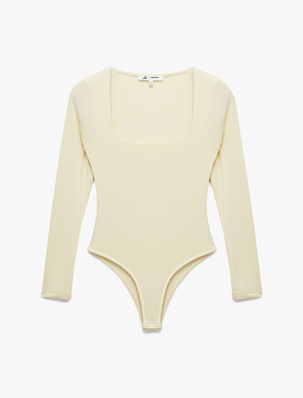 Kare Yaka Uzun Kollu Slim Fit Çıtçıtlı Body