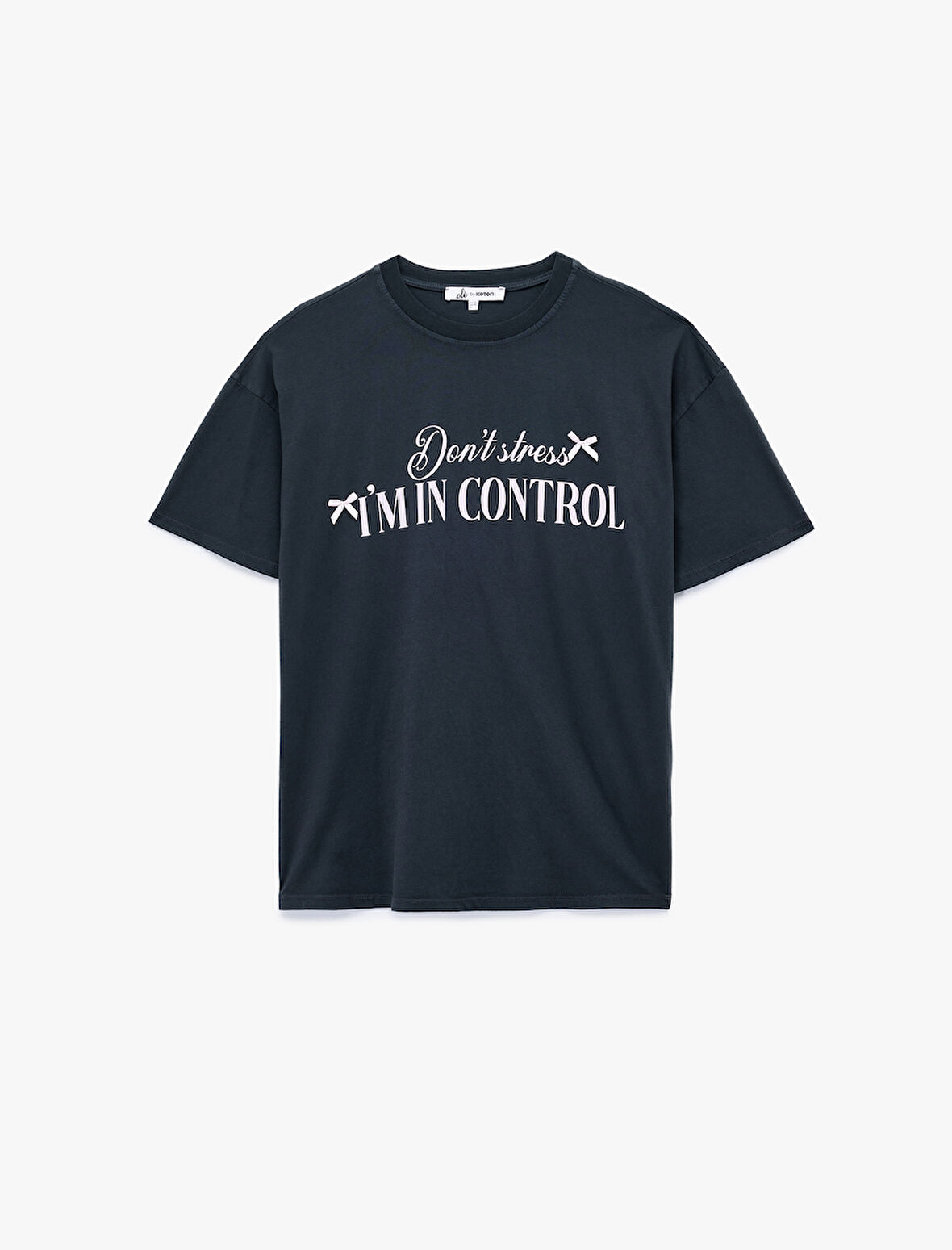 Kısa Kollu Bisiklet Yaka Pamuklu Baskılı Oversize Tişört