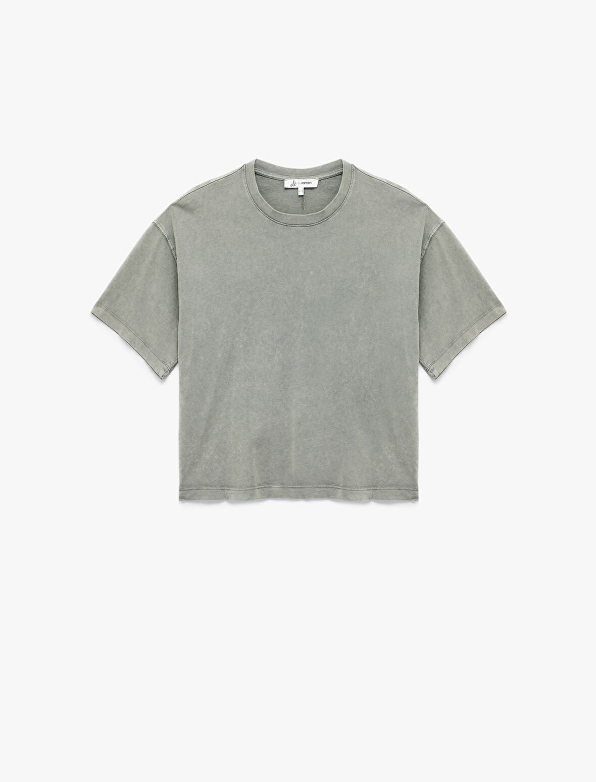 Kısa Kollu Bisiklet Yaka Pamuklu Yıkamalı Oversize Tişört