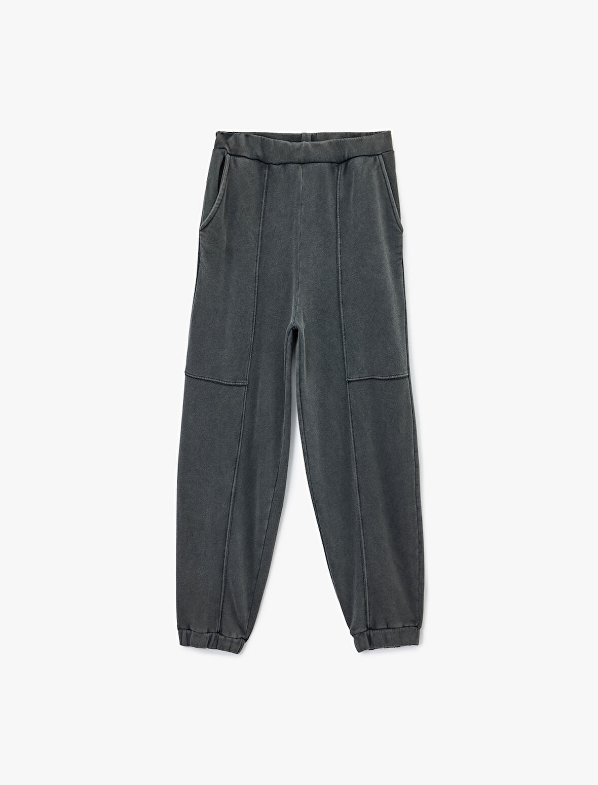 Pamuklu Rahat Kalıp Beli Lastikli Yıkamalı Dikiş Detaylı Jogger Eşofman Altı