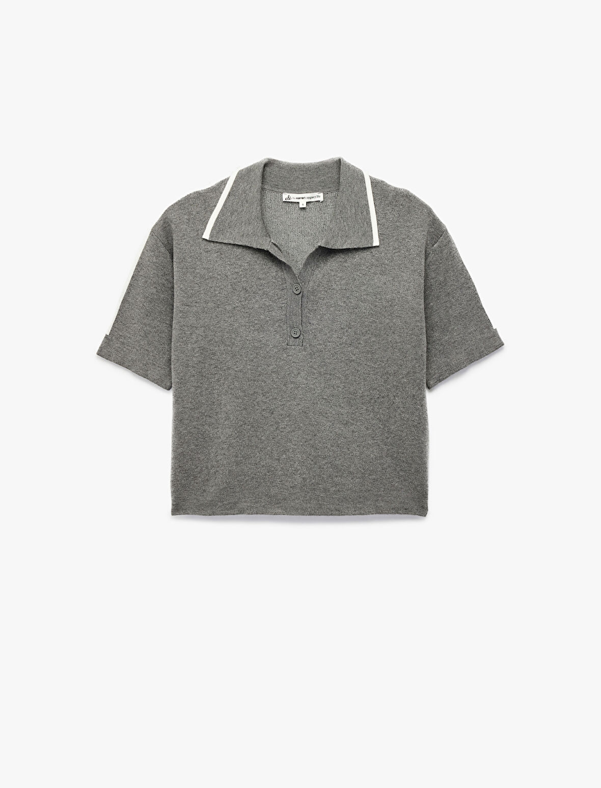 Biyeli Düğmeli Polo Yaka Kısa Kollu Triko Kazak