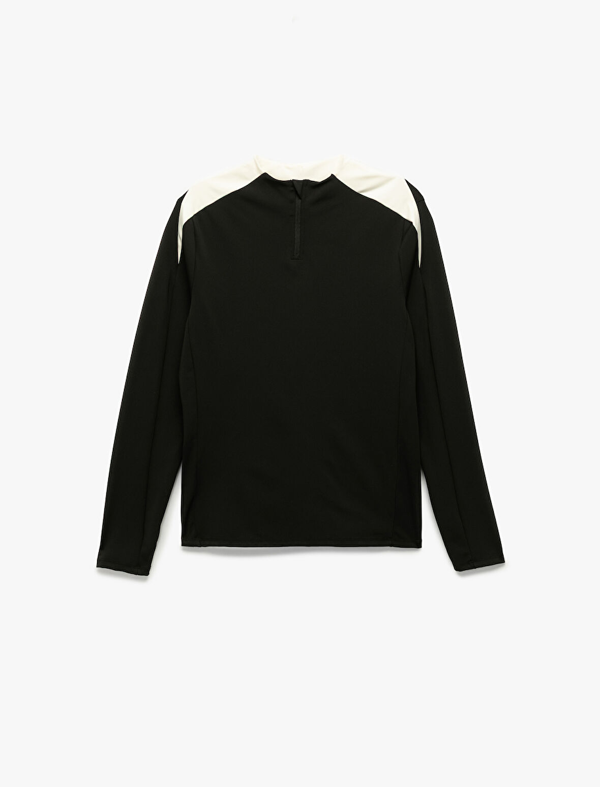 Uzun Kollu Renk Kontrastlı Fermuar Detaylı Bisiklet Yaka Spor Tişört