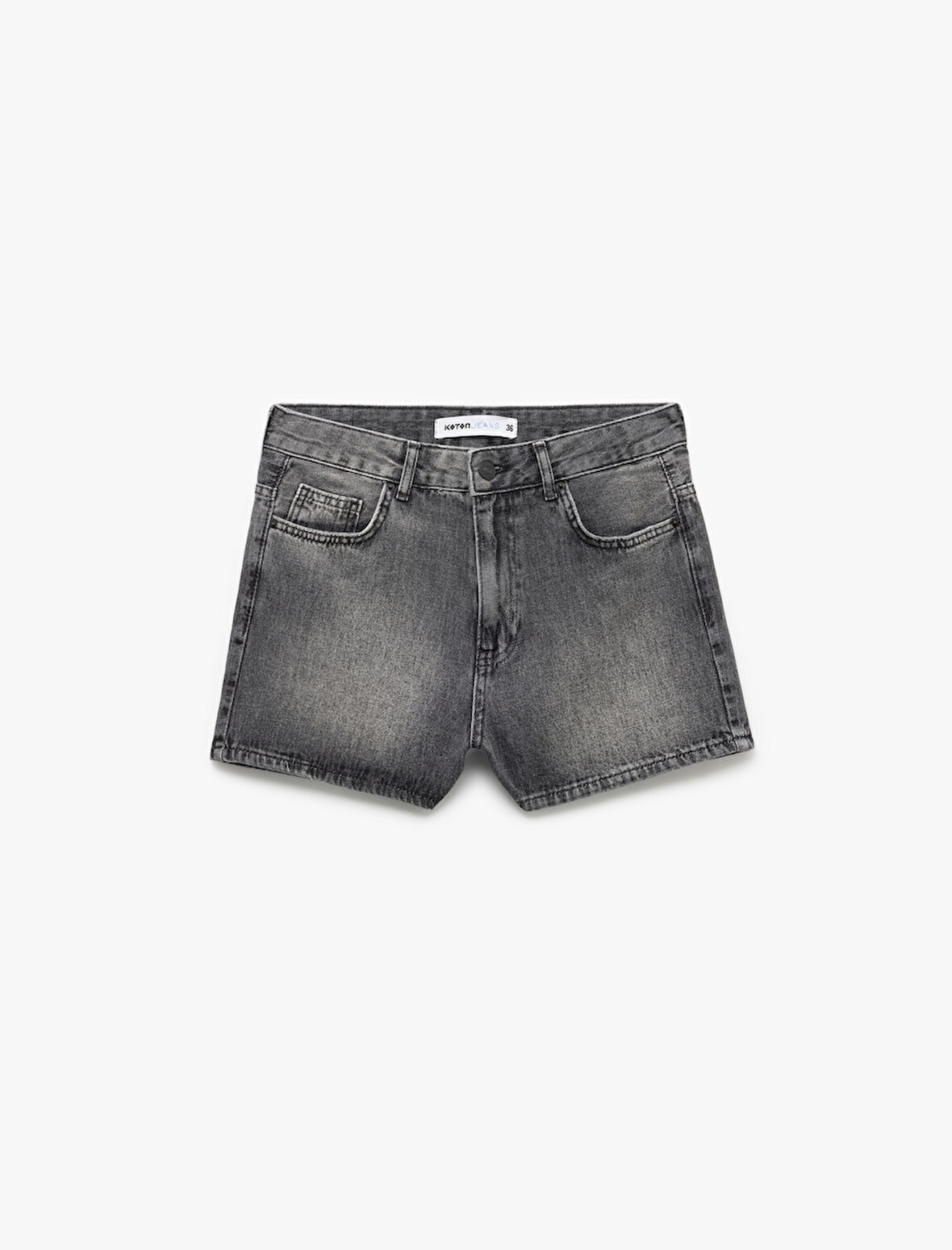 Cepli Kesik Detaylı Pamuklu Denim Şort