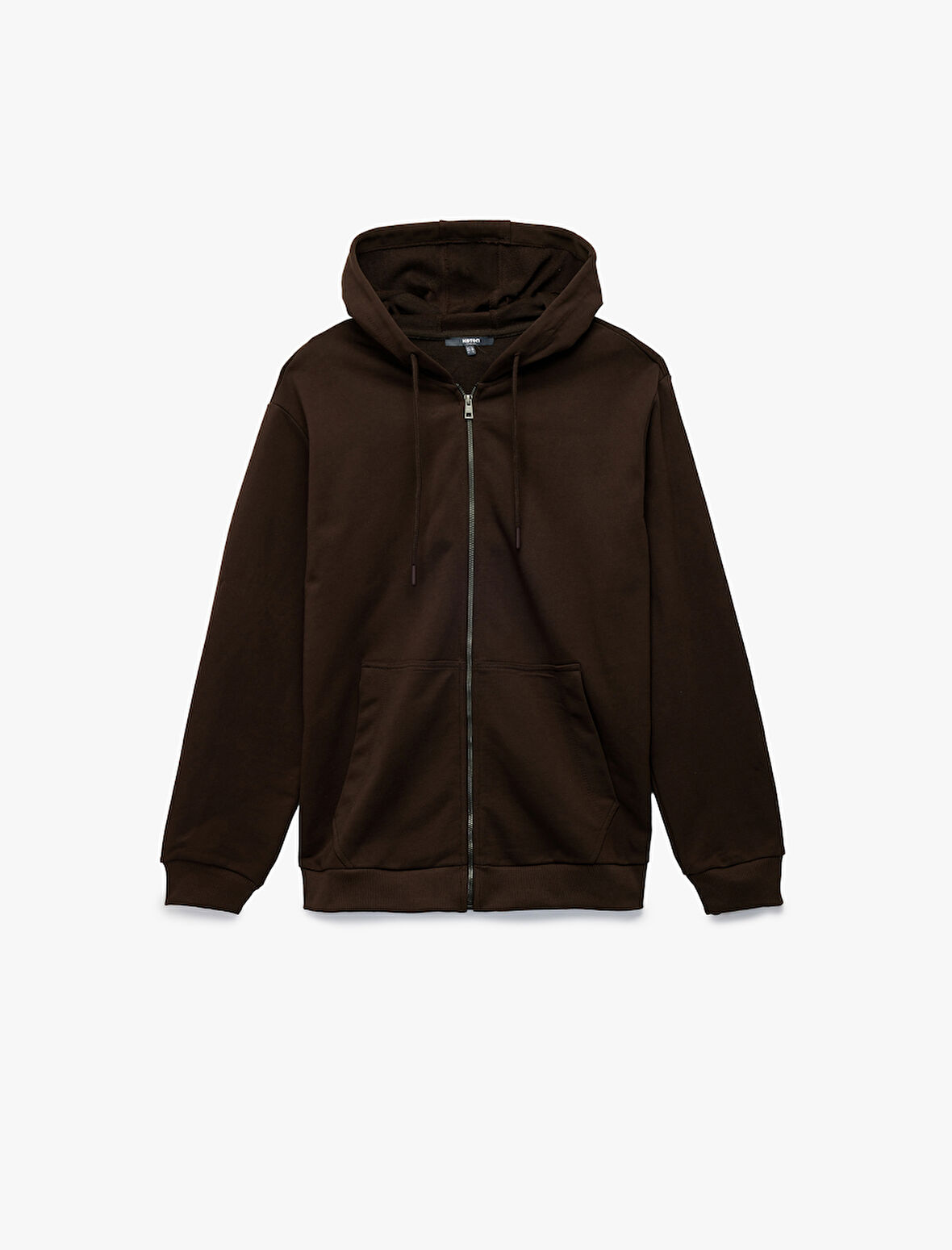 Pamuklu Uzun Kollu Fermuarlı Kanguru Cepli Kapüşonlu Sweatshirt