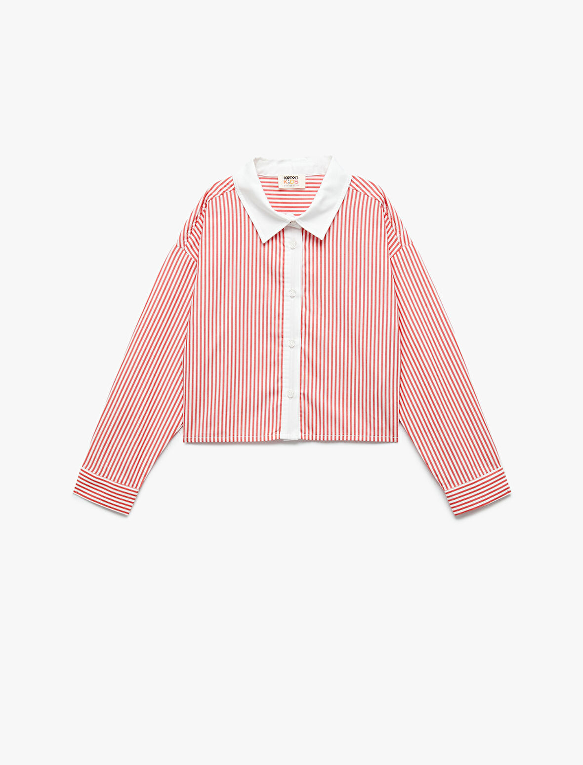 Pamuklu Uzun Kollu Çizgili Crop Gömlek