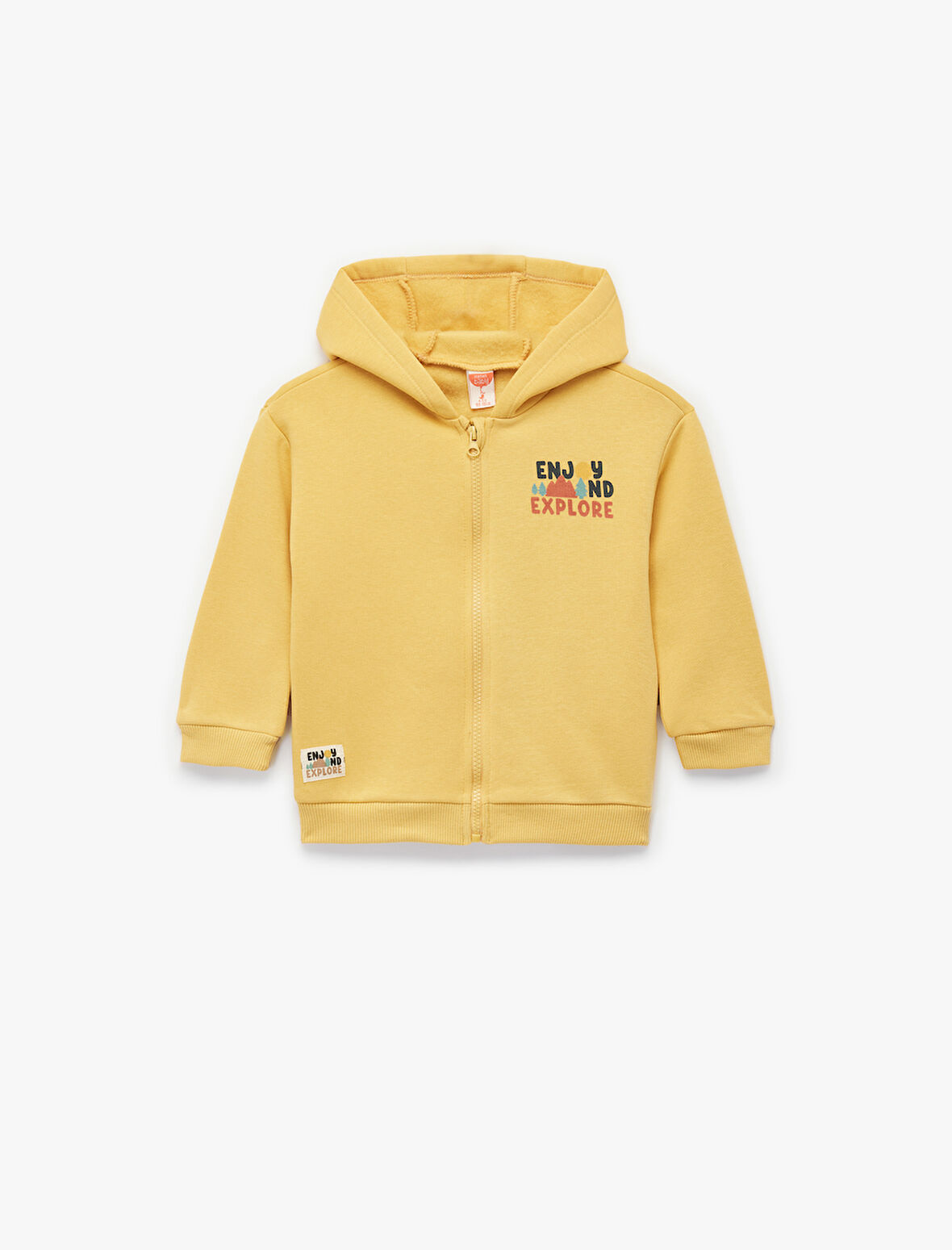 Uzun Kollu Bisiklet Yaka Fermuarlı Kapşonlu Sweatshirt