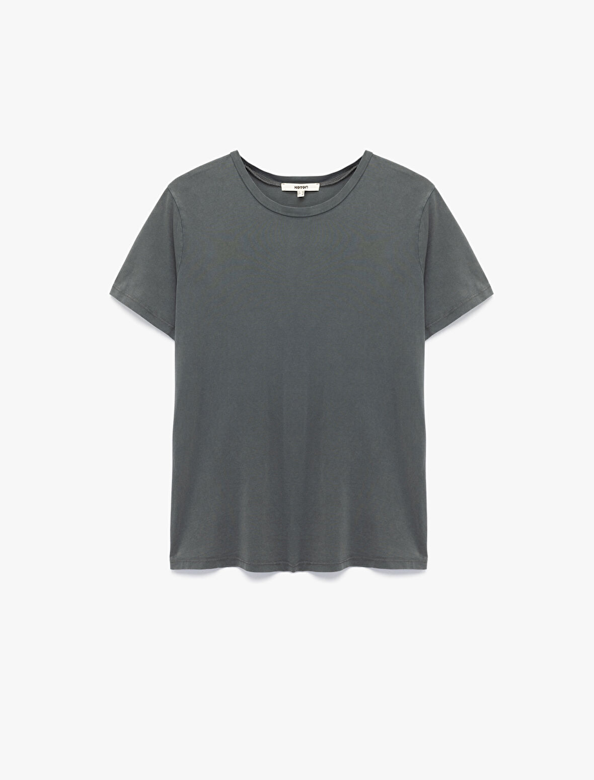 Pamuklu Kısa Kollu Bisiklet Yaka Basic Tişört