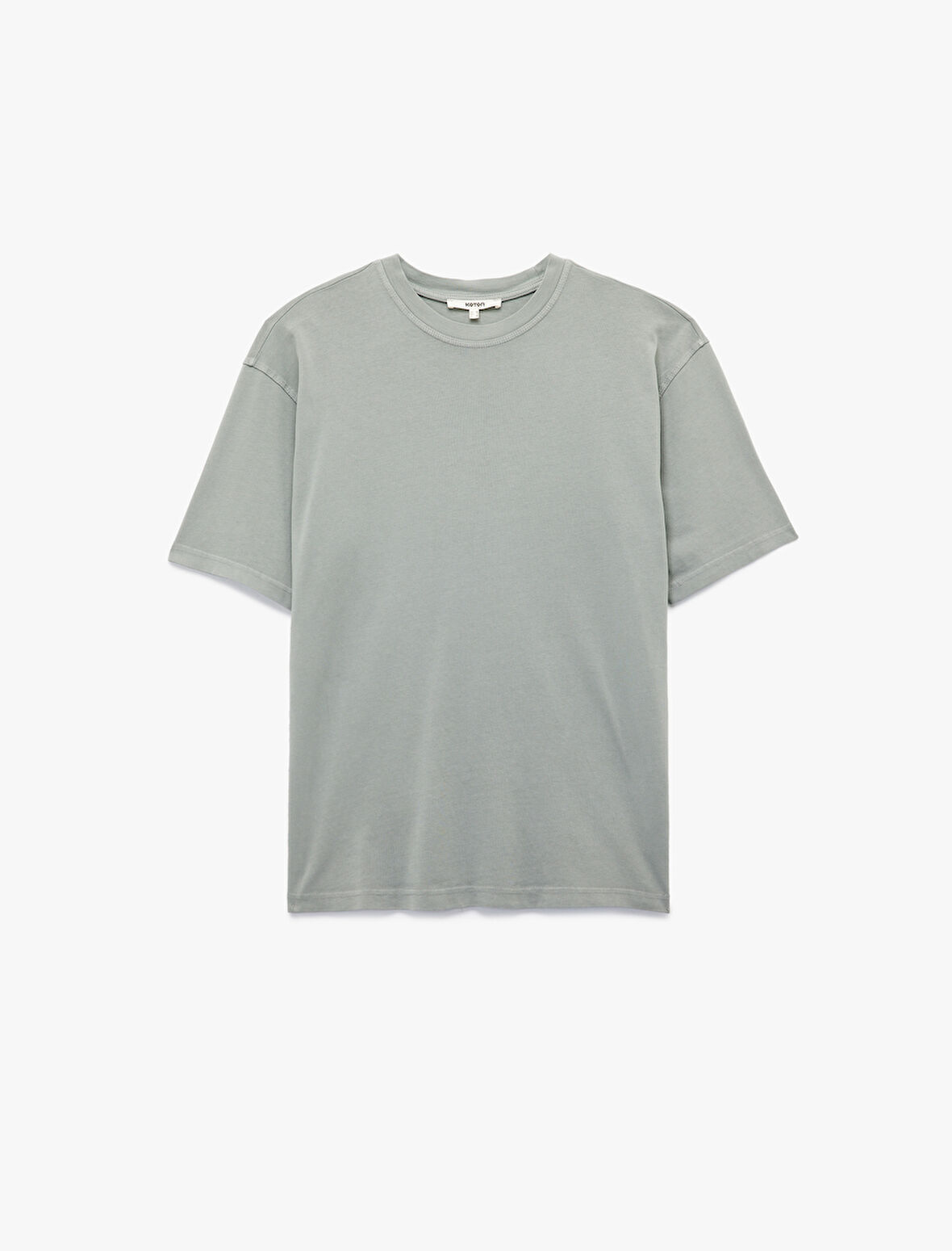 Kısa Kollu Bisiklet Yaka Pamuklu Oversize Tişört