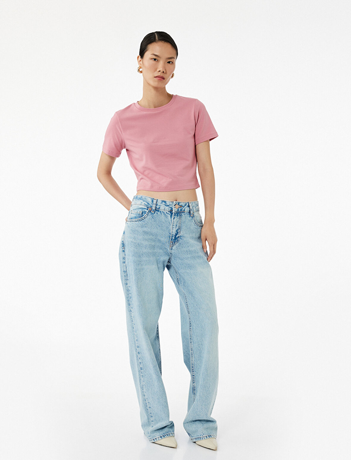 Pamuklu Slim Fit Kısa Kollu Bisiklet Yaka Tişört