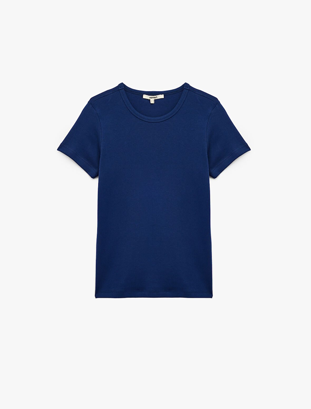 Pamuklu Kısa Kollu Bisiklet Yaka Basic Tişört