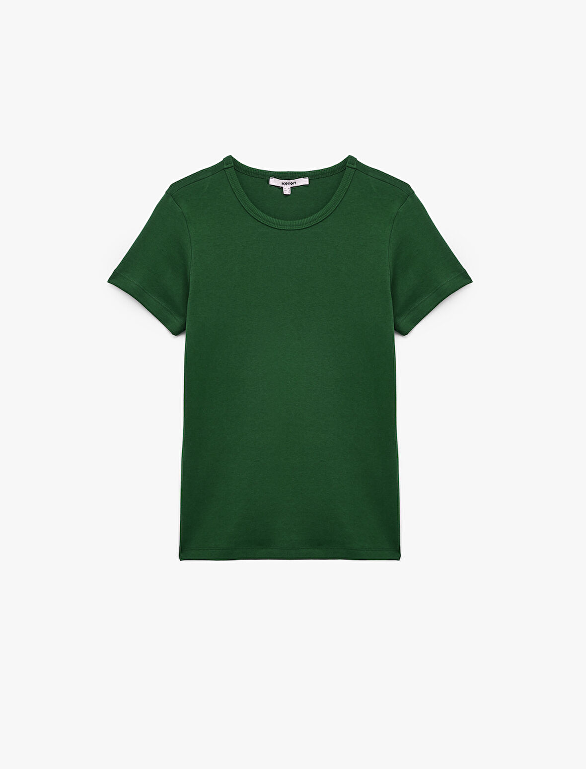 Pamuklu Kısa Kollu Bisiklet Yaka Basic Tişört