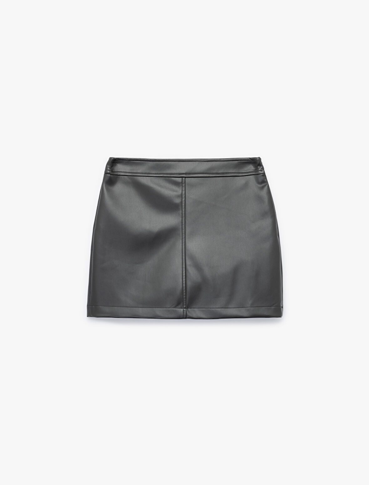 Standart Bel Suni Deri Mini Etek