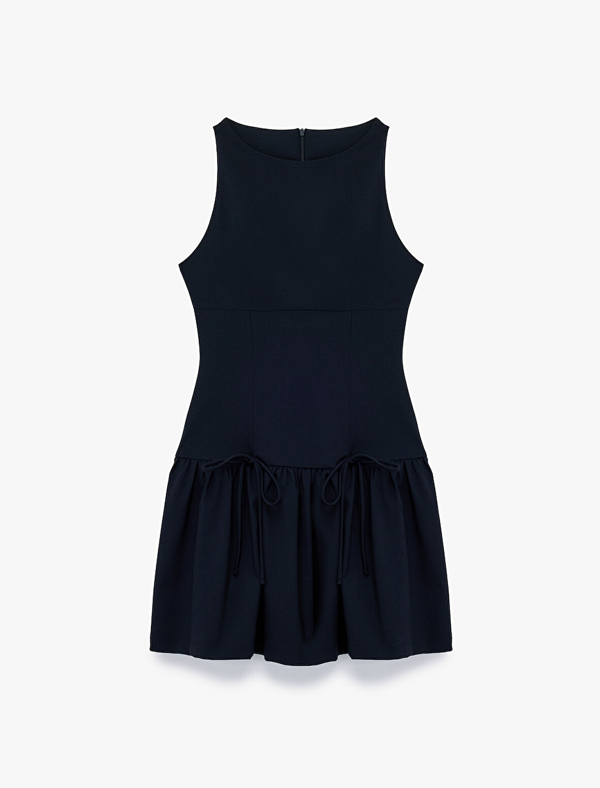 Kolsuz Bisiklet Yaka Slim Fit Fiyonklu Mini Elbise