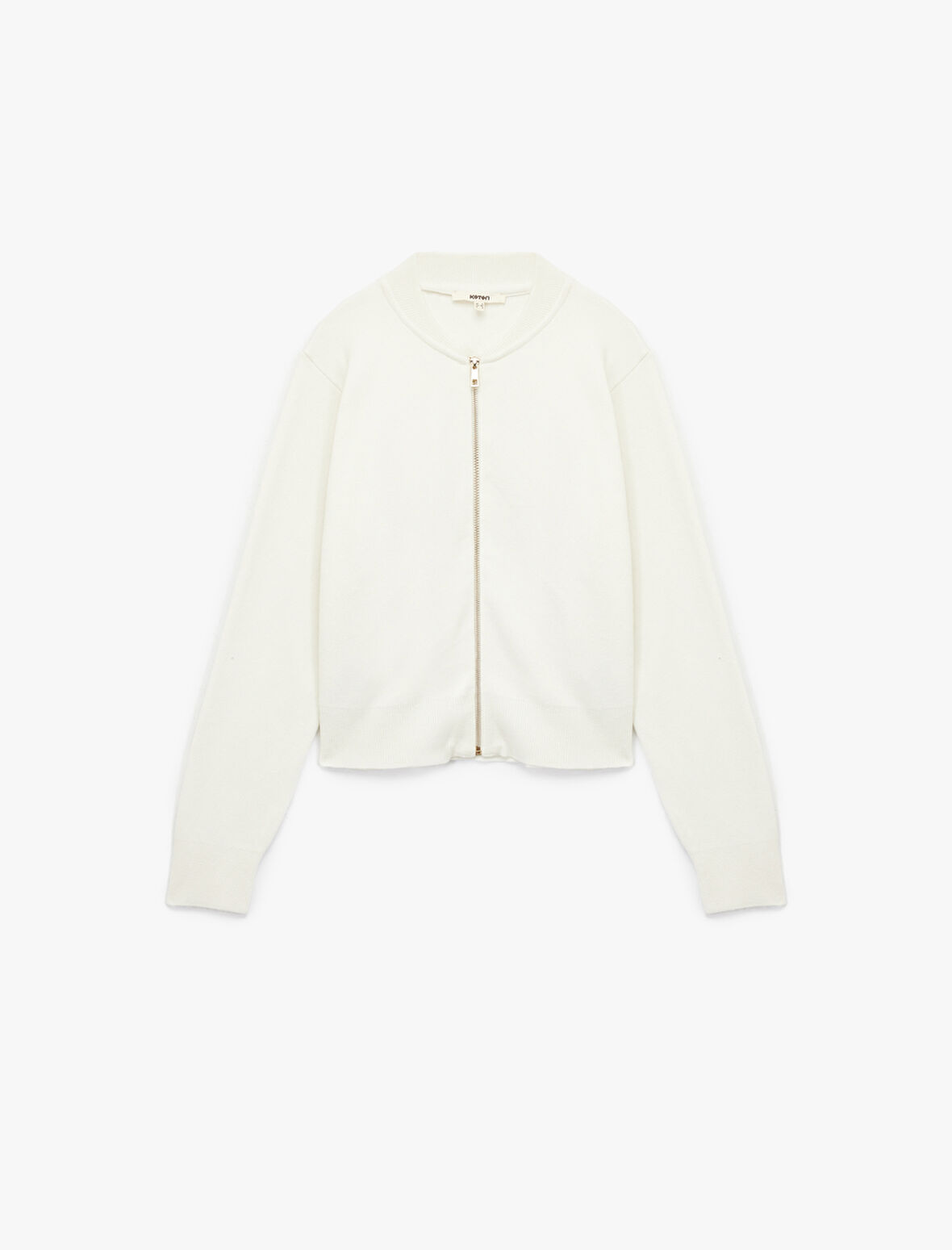 Kolej Yaka Uzun Kollu Fermuarlı Triko Hırka