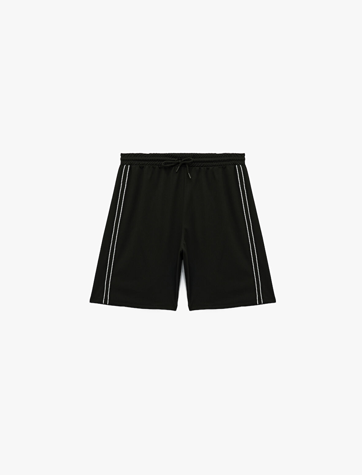 Beli Lastikli Bağlamalı Yanları Şerit Detaylı Spor Şort