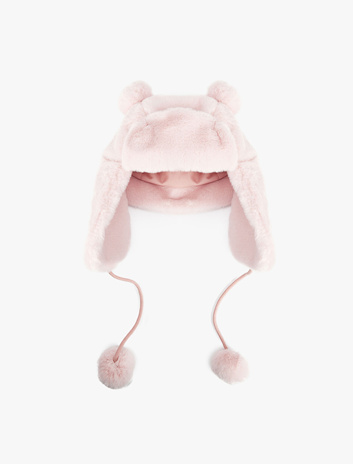 Ponpon Detaylı Kulaklı Peluş Şapka