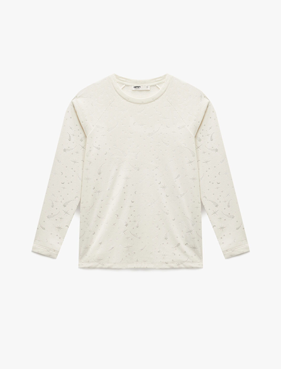 Rahat Kalıp Uzun Kollu Bisiklet Yaka Pijama Üstü