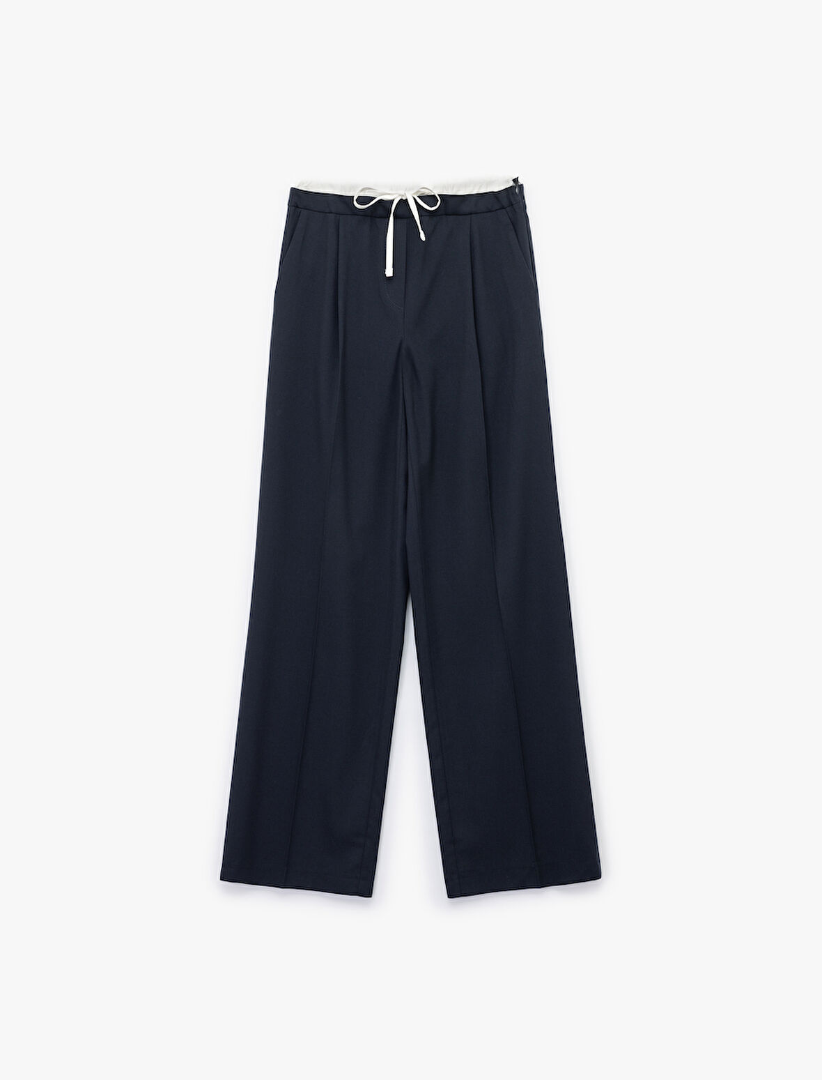 Ekstra Kumaş Detaylı Beli Bağlamalı Cepli Geniş Paça Baggy Pantolon