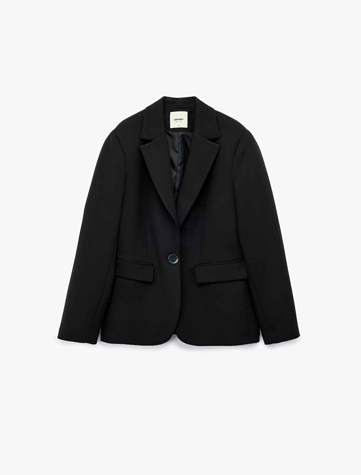 Uzun Kollu Cepli Düğmeli Kruvaze Blazer Ceket