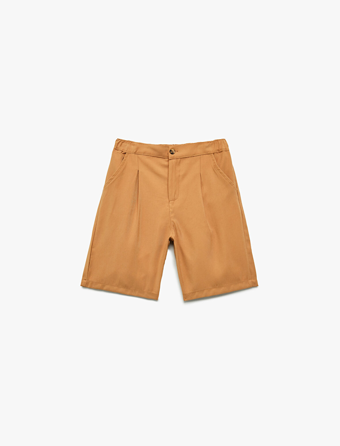 Beli Lastikli Düğmeli Viskon Basic Şort