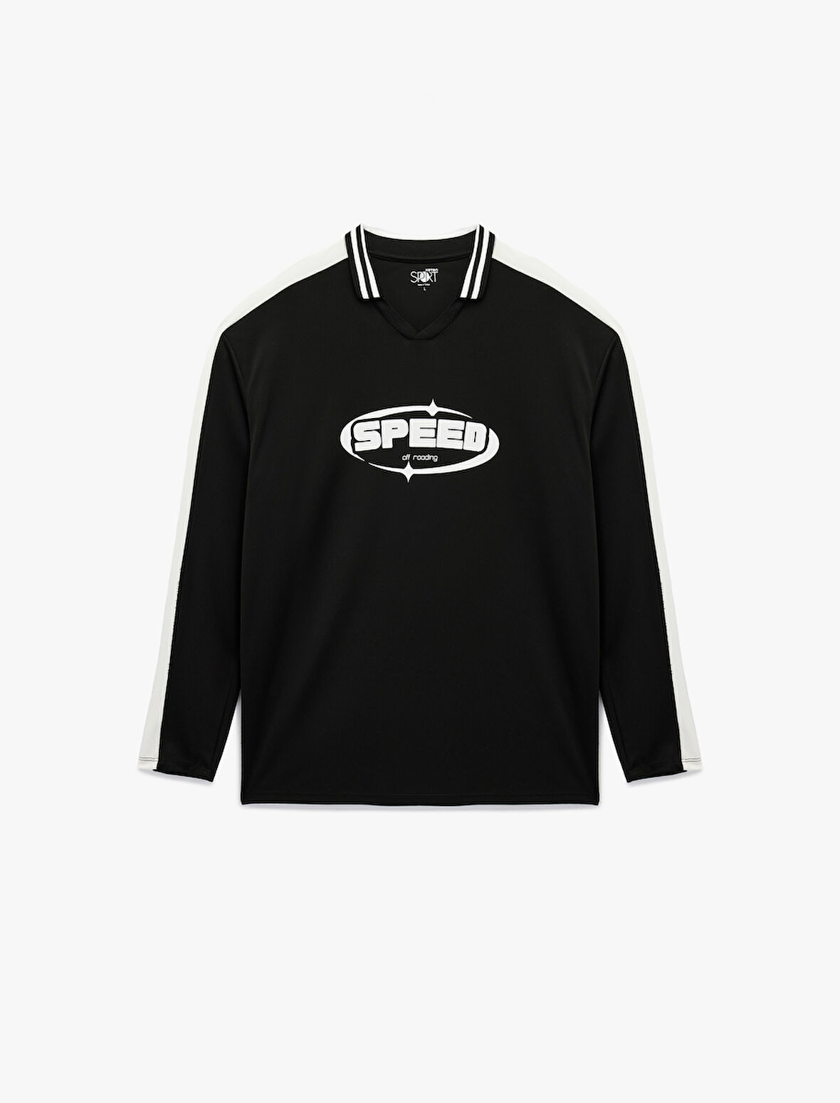 Rahat Kalıp Uzun Kollu Baskılı Polo Yaka Spor Tişört